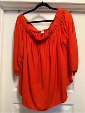 Women’s Scoop-Neck Peasant Top - Bright Orange